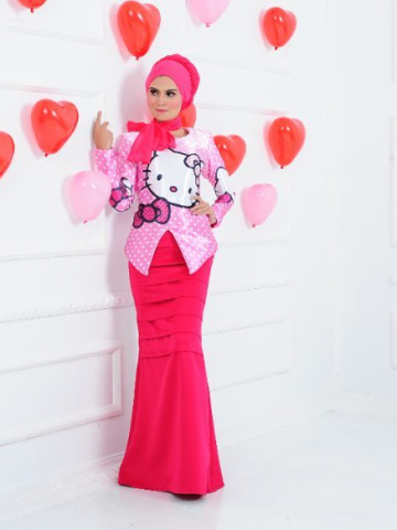 Photo 1 of Kebaya Moden TP-527011 Kebaya moden bertema kan Hello Kitty bersama kain duyung berpleated